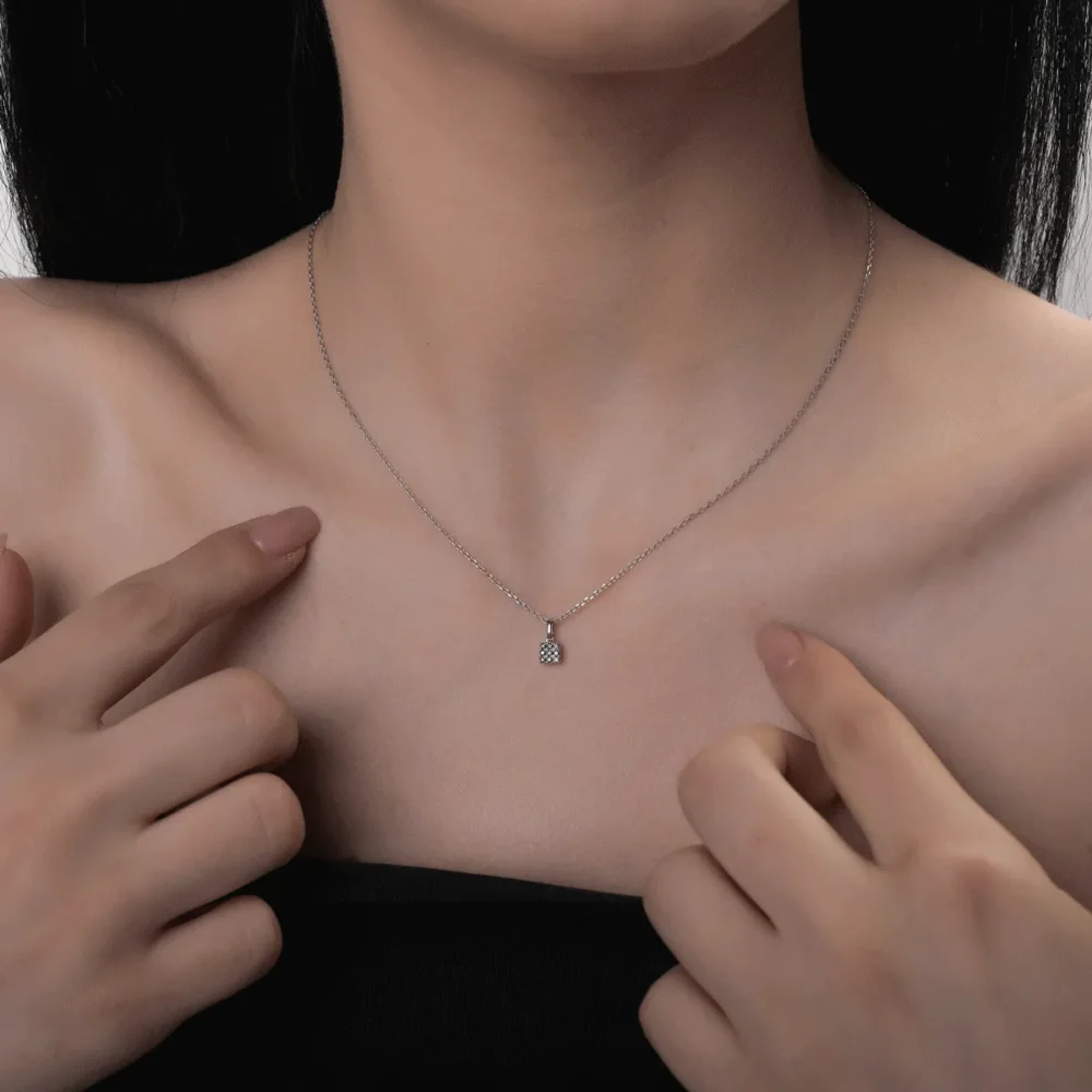 Pandantiv din aur alb cu diamante negre de 0.07ct - imagine 4