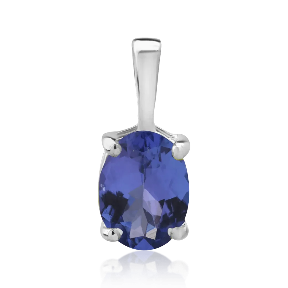 Pandantiv din aur alb cu tanzanit oval de 1.3ct
