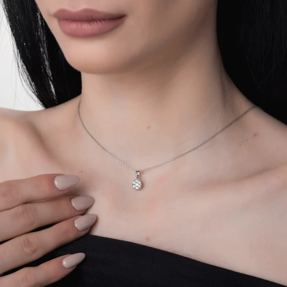 Pandantiv din aur alb cu diamante de 0.2ct - imagine 4