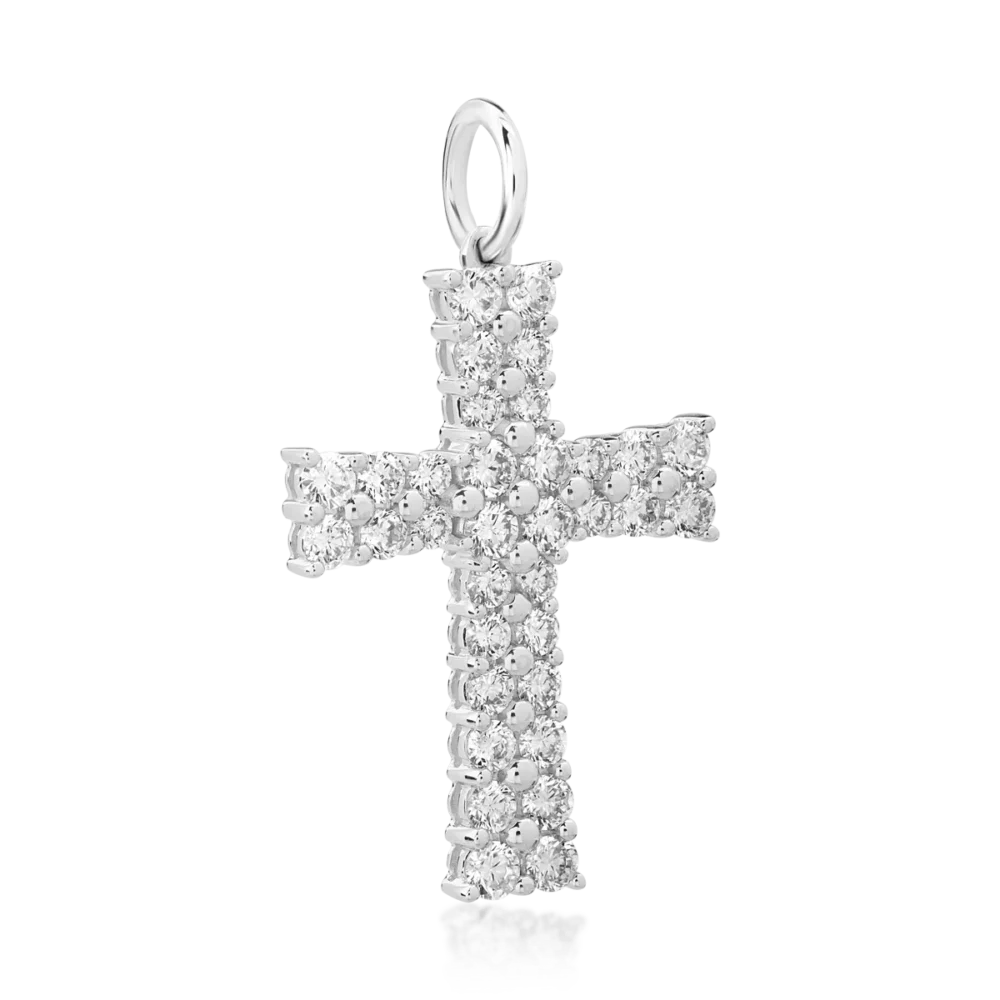 Pandantiv cruce din aur alb cu diamante de 1.19ct - imagine 2