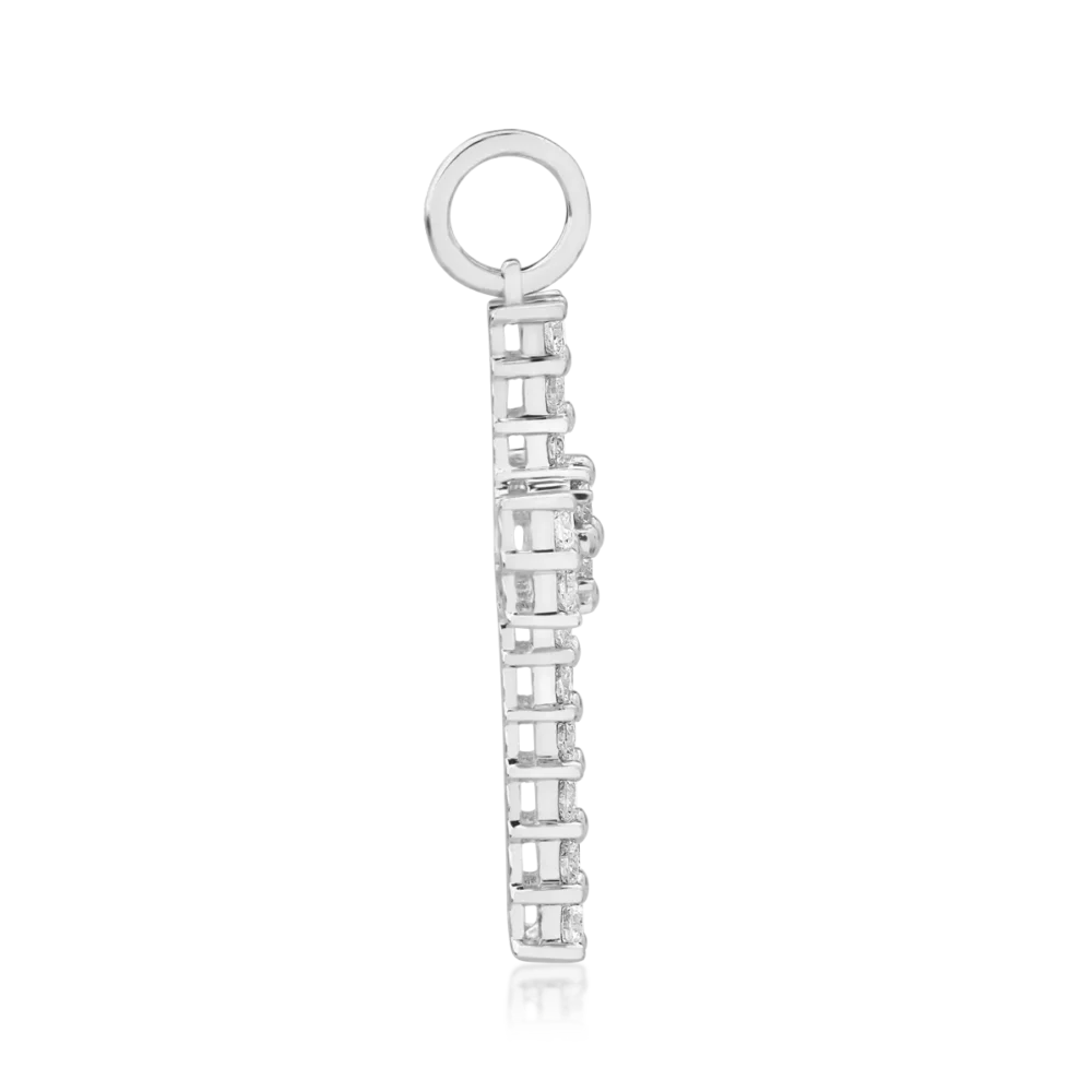 Pandantiv cruce din aur alb cu diamante de 1.19ct - imagine 3