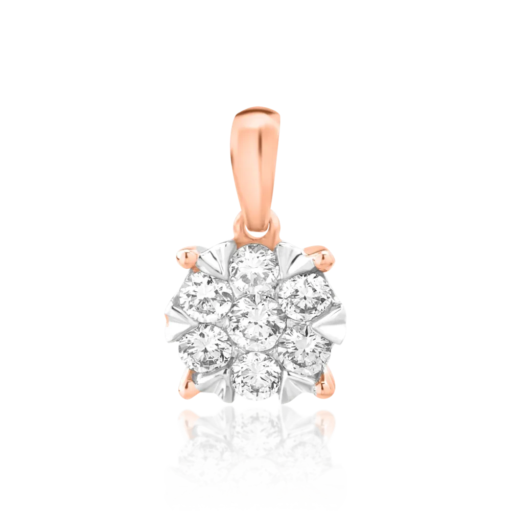 Pandantiv din aur roz cu diamante de 0.34ct