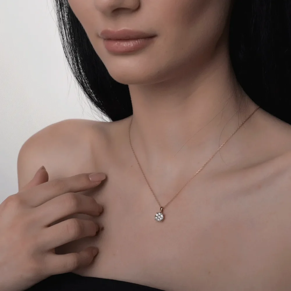 Pandantiv din aur roz cu diamante de 0.34ct - imagine 4