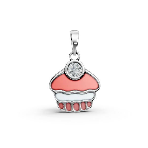 Pandantiv briosa din aur alb cu topaz alb de 0.09ct pentru copii