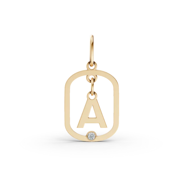 Pandantiv cu initiala A din aur galben cu diamant de 0.005