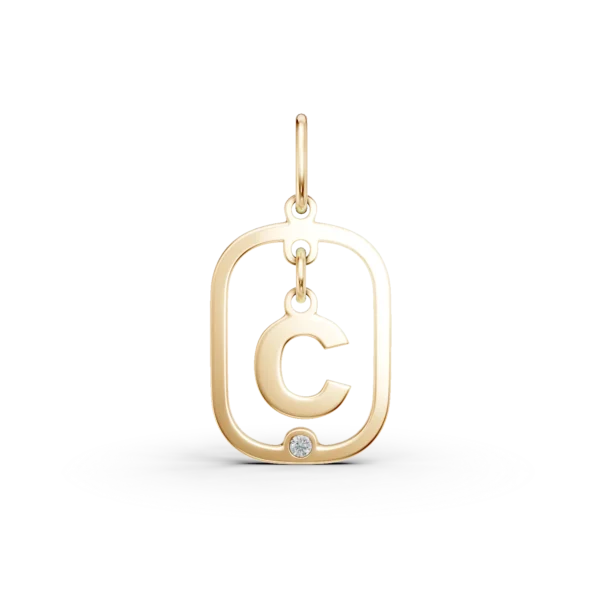Pandantiv cu initiala C din aur galben cu diamant de 0.005