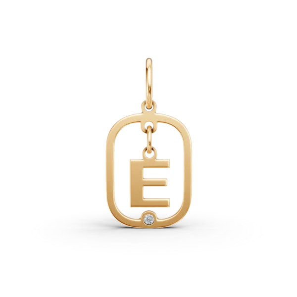 Pandantiv cu initiala E din aur galben cu diamant de 0.005