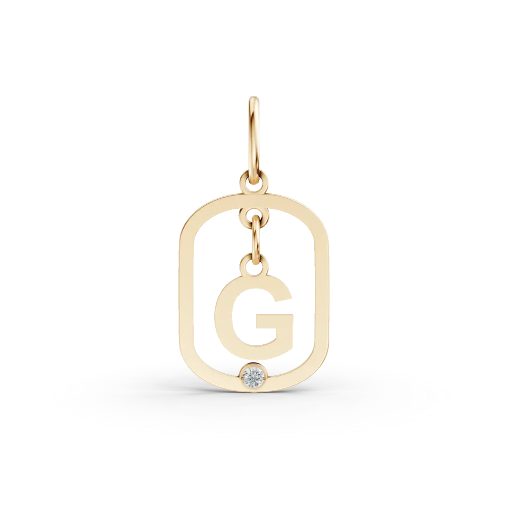 Pandantiv cu initiala G din aur galben cu diamant de 0.005