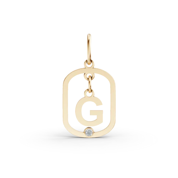 Pandantiv cu initiala G din aur galben cu diamant de 0.005