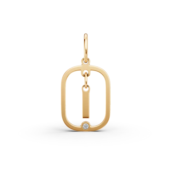 Pandantiv cu initiala I din aur galben cu diamant de 0.005