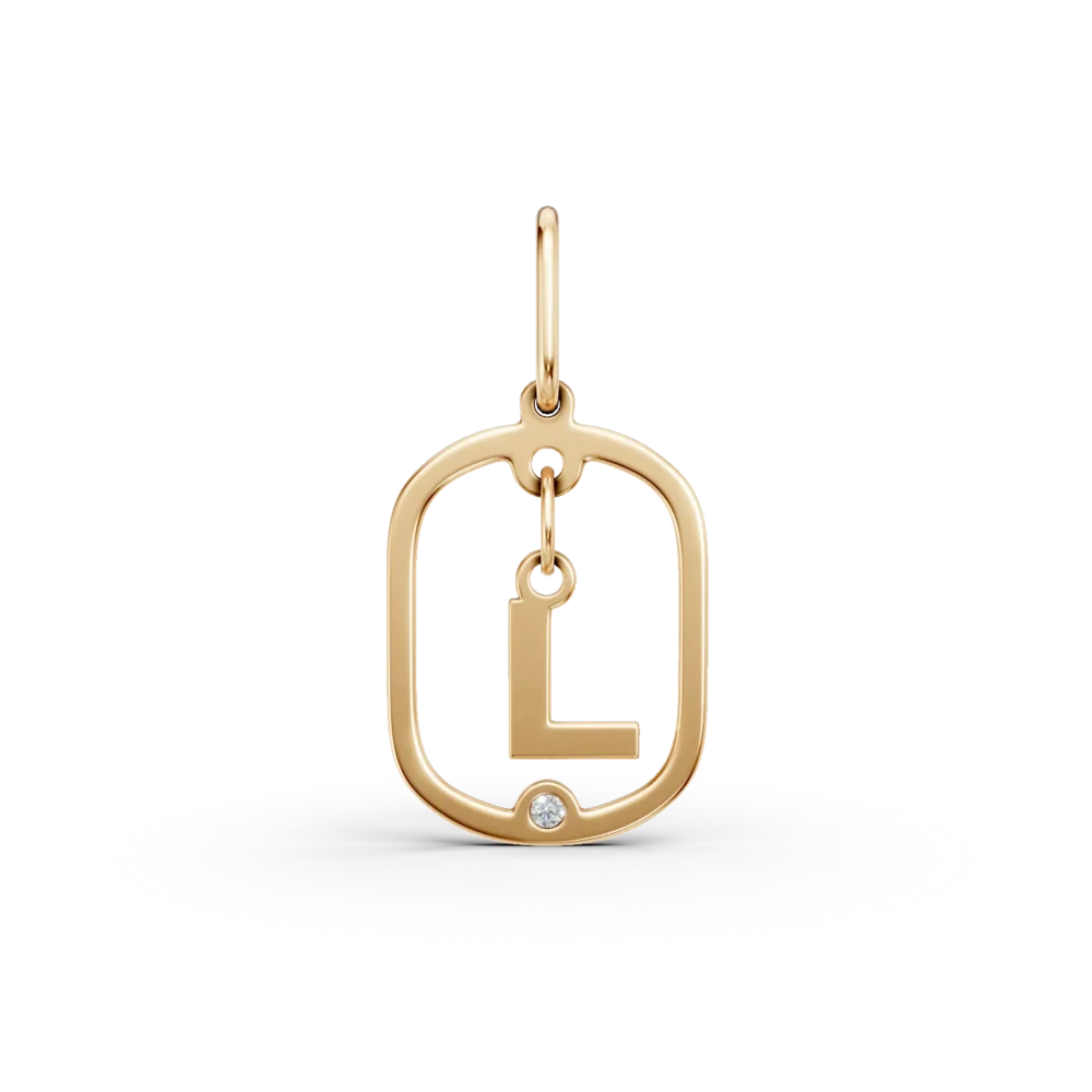Pandantiv cu initiala L din aur galben cu diamant de 0.005