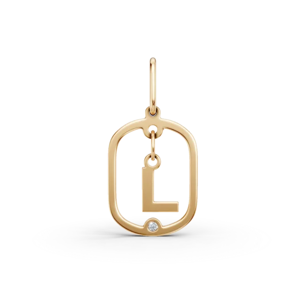 Pandantiv cu initiala L din aur galben cu diamant de 0.005