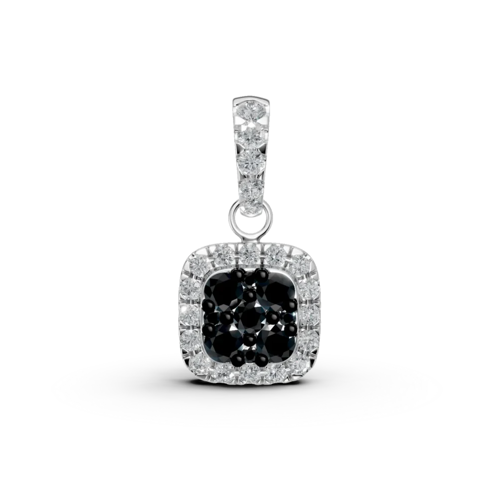 Pandantiv din aur alb cu diamante negre si incolore de 0.2ct