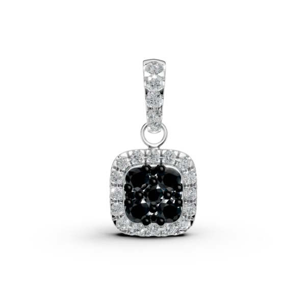 Pandantiv din aur alb cu diamante negre si incolore de 0.2ct