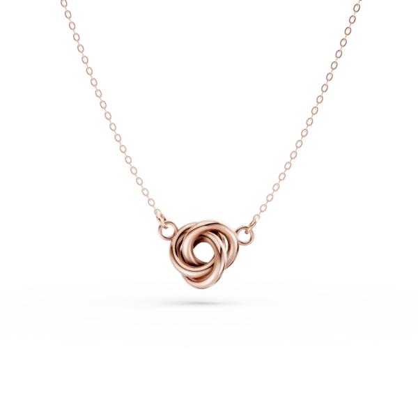 Lant cu pandantiv rotund din aur roz